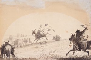 Mule Throwing Off His Pack, c.1837 (lápiz, pluma y tinta, y aguada sobre papel)