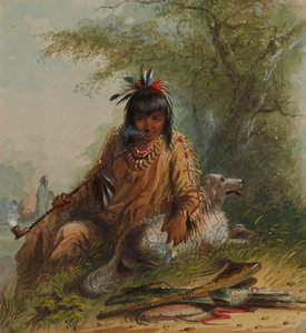 El indio Snake y su perro de Alfred Jacob Miller