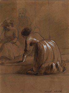 Boceto callejero. Escaleras de lavado de Alfred Jacob Miller
