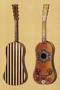 Guitarra incrustada con nácar, de 