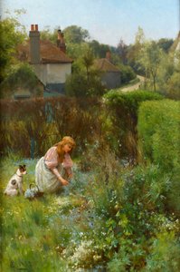 Recolectando flores silvestres en el seto, 1895 de Alfred, Jr. Glendening
