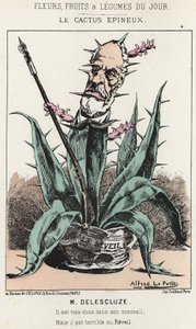 El Cactus Espinoso: Caricatura sobre Louis Charles Delescluze (1809 - 1871) - il. del 16/01/1871 en “Flores, Frutas y Verduras del Día” de Alfred Le Petit