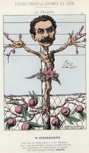 El Melocotonero: caricatura sobre Steenackers - ilustración de 30/01/1871 en “Flores, Frutas y Verduras del Día” de Alfred Le Petit
