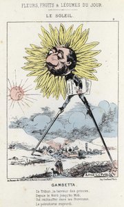 Le Soleil (girasol): caricatura sobre Gambetta (1838 - 1882) - ilustración del 12/01/1871 en “Flores, Frutas y Verduras del Día”