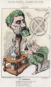 Lechugas: caricatura de Joigneaux - il. del 18/03/1871, en “Flores, Frutas y Verduras del Día” de Alfred Le Petit