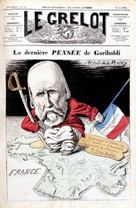 El último pensamiento de Garibaldi. Caricatura en Le bell