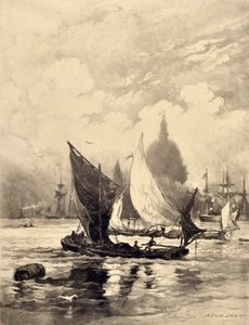 El Támesis bajo el Puente de Londres de Alfred Louis Brunet Debaines