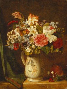 Rosas, narcisos y otras flores en un jarrón de Alfred Morgan