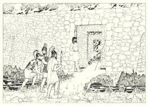 Historia verdadera de Lucian: Entrada a la Isla del Tormento (grabado) de Alfred Payne Garnett