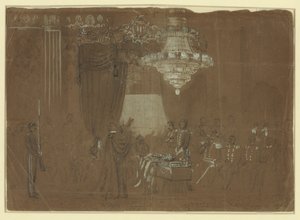 Servicio fúnebre por el Coronel Ellsworth en el Salón Este de la Casa Blanca Resumen/medio de Alfred R. Waud