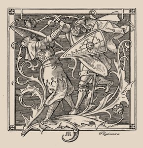 Los Nibelungos. Hagen de Troneck mata a Iring, 1840-1841 de Alfred Rethel