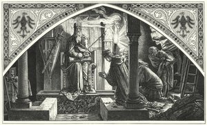 Otón III en la tumba de Carlomagno de Alfred Rethel