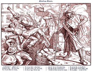 Totentanz 1848: La muerte lidera a los ciudadanos revolucionarios de Alfred Rethel