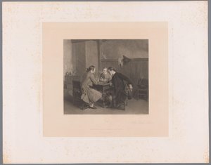 Interior con tres hombres fumadores en una mesa Les Bons Amis (título sobre el objeto) de Alfred Revel