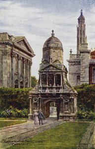 Cambridge: Puerta de honor, Caius College (litografia en color) de Alfred Robert Quinton