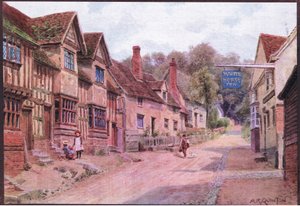 Casas anteriormente ocupadas por tejedores, Kersey, Suffolk, de The Cottages and the Village Life of Rural England publicado por Dent & Sons Limited de Alfred Robert Quinton