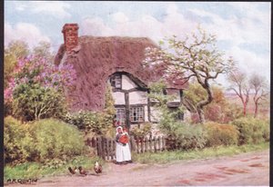 Lilac y Apple Blossoms, Harvington, Worcester, de The Cottages and the Village Life of Rural England publicado por Dent & Sons Limited, 1912