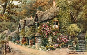 Cabañas con techo de paja, Blackpool Sands, S Devon de Alfred Robert Quinton