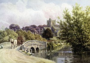 El Puente, Coombe Bissett, cerca de Salisbury (litografía a color) de Alfred Robert Quinton