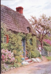 La Puerta de la Cabaña, Elmley Castle, Worcester, de Las Cabañas y la Vida en el Pueblo de la Inglaterra Rural publicado por Dent & Sons Limited de Alfred Robert Quinton