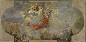 Boceto para el Petit Palais, galería sur: Apoteosis (techo central), entre 1906 y 1913 (óleo sobre lienzo sobre madera) de Alfred Roll