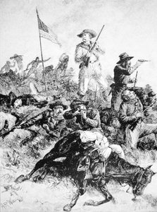 Ilustración de la Batalla de Little Bighorn, 25 de junio de Alfred Rudolph (after) Waud