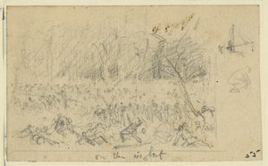 Boceto aproximado de una escena de batalla de Alfred Rudolph Waud