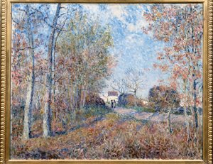 Un rincón del bosque con Sablons o el camino al borde del bosque de Alfred Sisley