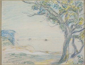 Árboles a orillas del mar de Alfred Sisley