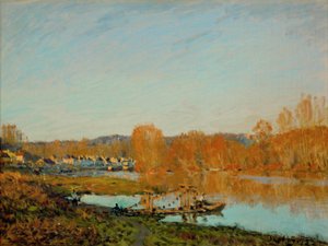 Otoño: Orillas del Sena cerca de Bougival de Alfred Sisley