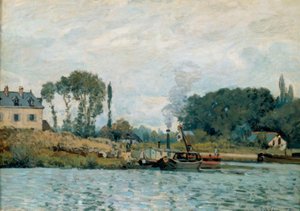 Barcos en la esclusa de Bougival de Alfred Sisley