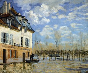 Barco en la inundación en Port-Marly (Port-Marly) de Alfred Sisley
