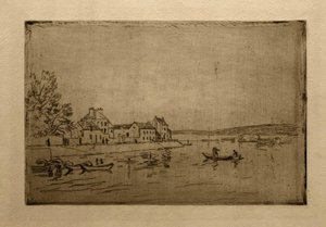 Orillas del Loing: Los seis botes amarrados de Alfred Sisley