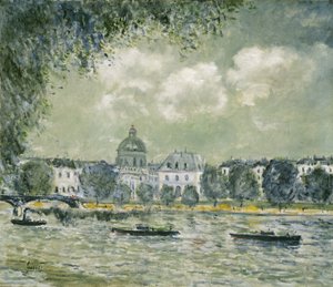 Paisaje a lo largo del Sena con el Instituto de Francia y el Puente de las Artes, c.1875
