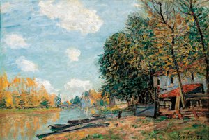Moret, Les rives de la riviere Loing - Pintura de Alfred Sisley (1839-1899) - Moret, Las orillas del río Loing - Óleo sobre lienzo de Alfred Sisley (1839-1899) de Alfred Sisley