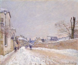 Rue Eugène Moussoir en Moret: Invierno de Alfred Sisley