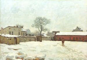 Bajo la nieve, patio de la granja en Marly-le-Roi de Alfred Sisley