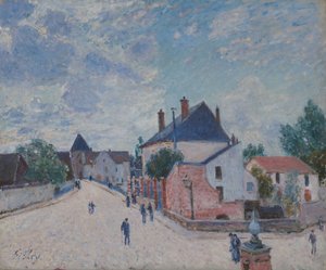 Calle en Moret, c.1890 (óleo sobre lienzo) de Alfred Sisley