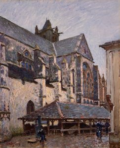 La iglesia en Moret bajo la lluvia, 1894 de Alfred Sisley