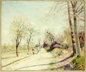 El camino de Veneux a Moret en un día de primavera, 1886 de Alfred Sisley