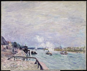 El Sena en Grenelle, tiempo húmedo, 1878 de Alfred Sisley