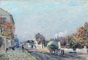 Una calle en Marly - Pintura de Alfred Sisley (1839-1899), óleo sobre lienzo, 38,1 x 55,9 cm