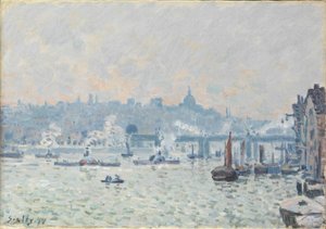 Vista del Támesis: Puente de Charing Cross, 1874 de Alfred Sisley