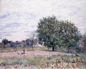 Nogales, efecto del sol poniente - Primer día de octubre de Alfred Sisley