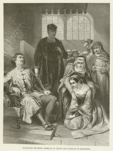 Entrevista entre Isabelle de Croye y Carlos de Borgoña de Alfred W. Elmore