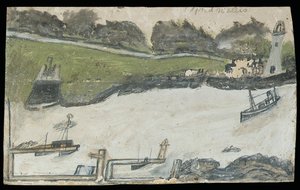 Escena del Puerto con Castillo y Faro de Alfred Wallis