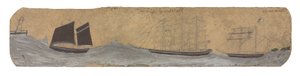 Lugger y dos pequeños veleros acercándose a puerto, c.1855-1942 (óleo y lápiz sobre cartulina)