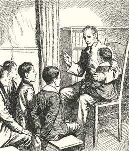 El General Charles George Gordon contando historias de la historia inglesa a niños harapientos en Gravesend