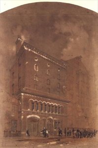 Dibujo arquitectónico para un almacén de Alfred Waterhouse