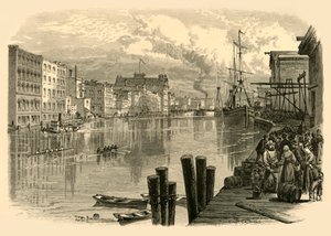 Río Milwaukee, en Milwaukee, 1874 de Alfred Rudolph Waud